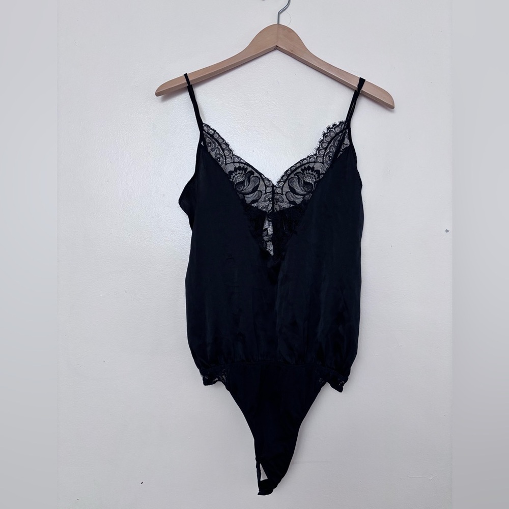 Gooseberry‎ Intimates Black Lace Trim Bodysuit